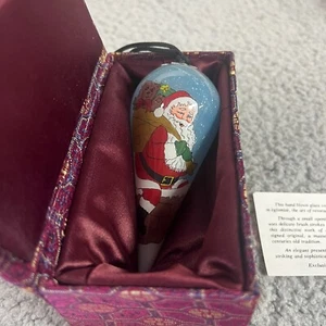 Chase International Santa Ornament Glass Tear Drop Christmas Gift with Box - Picture 1 of 12