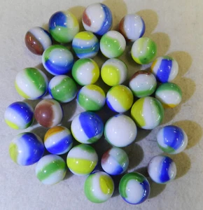 #18325m Vintage Group of 30 Marble King 3 Color Patch Marbles .61 to .72 Inches - Picture 1 of 14
