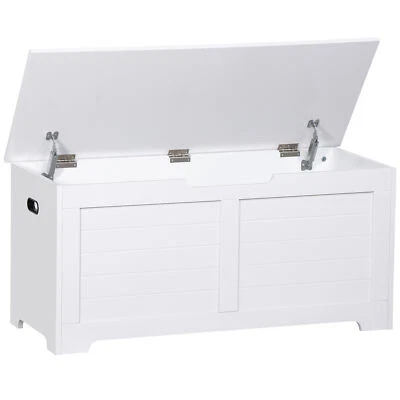 Storage Chest 39" Wooden Bench Toy Box with Flip-top Lid & 2 Safety Hinge White - Image 1 of 4