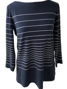 Brooks Brothers Women’s Navy Blue Striped 100% Supima Cotton 3/4 Sleeve Sz M - Picture 1 of 11