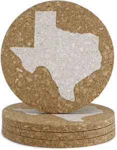 Juego de posavasos Texas corcho 3,5 pulgadas - 4 posavasos Texas regalo Texas - Imagen 1 de 3