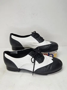 Leo Spectator Stepptanzschuhe Damen 8,5 M schwarz weiß Leder niedrig Schnürschuhe - Bild 1 von 7