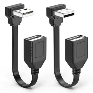 2PCS 90 Degree USB2.0 Extension Cable Flat Right Angle Male to Female USB Cab... - Picture 1 of 8