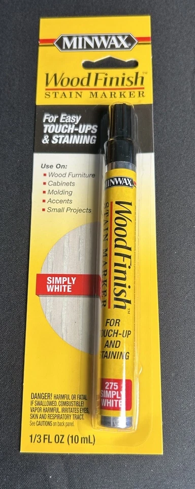 Marcador de manchas con acabado de madera Minwax #275 simplemente blanco 1/3 FL oz 10 ml nuevo Foto 1 de 3