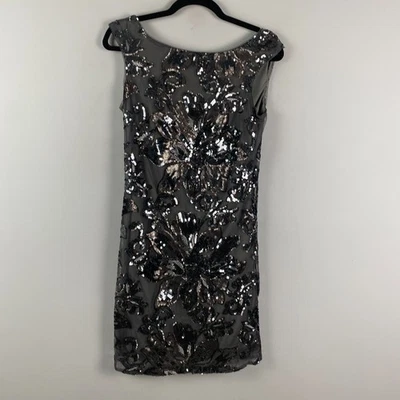 White House Black Market Gray Sequin Shift Mini Dress Size 2 Sleeveless - Image 1 of 4