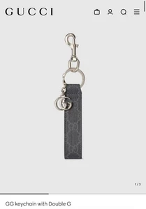 GG Keychain With Double G Gucci Mens Leather Monogram Black Signature Print Car - Picture 1 of 1
