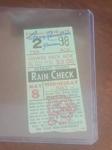 bobby richardson signed 1963 yankees game ticket stub autographed hit run play M - Picture 1 of 2