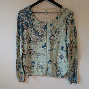 Maglione cardigan donna Sundance cotone leggero paisley Eliza Bliss Medium - Foto 1 di 5