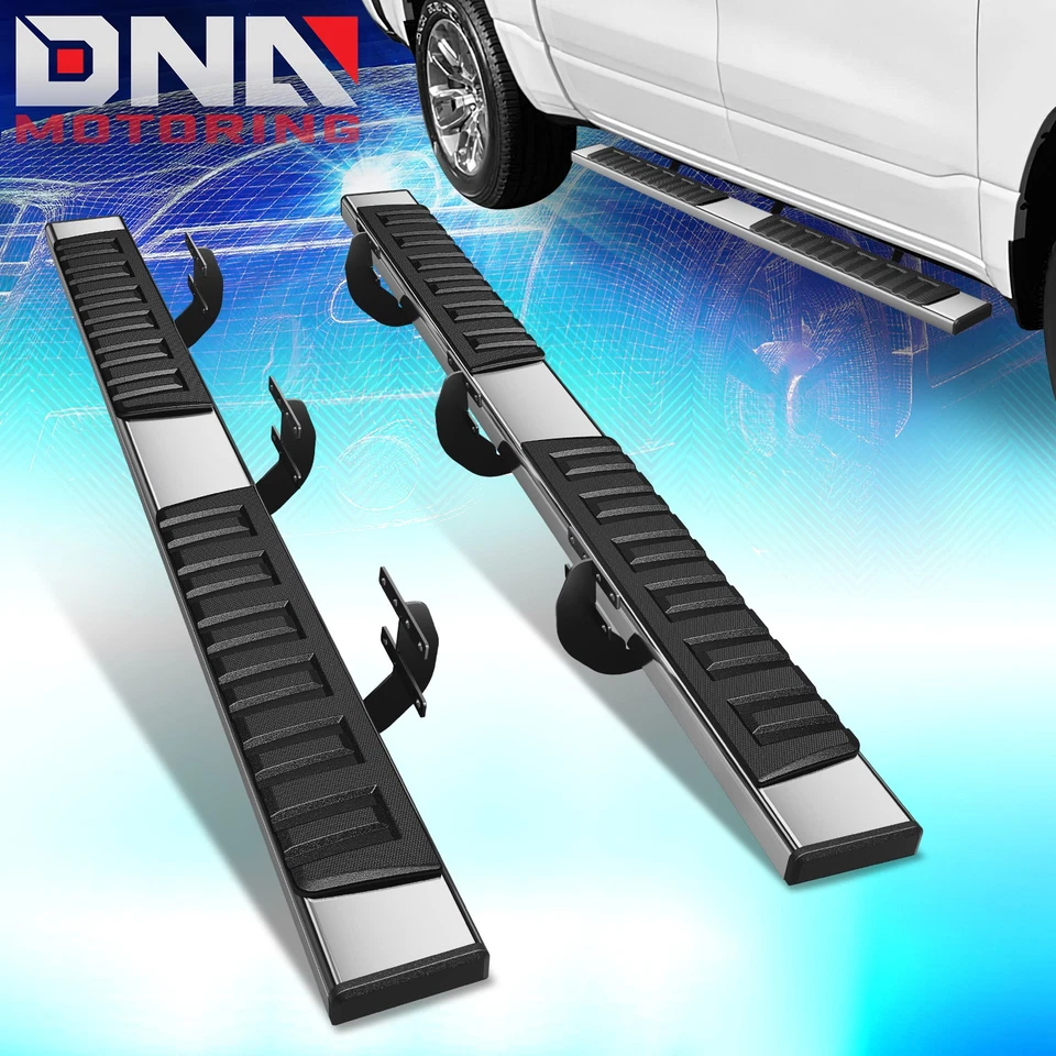 For 2019-2023 Ram 1500 Crew Cab 6.75" Flat Side Step Bar Running Boards Chrome - Image 1 of 4