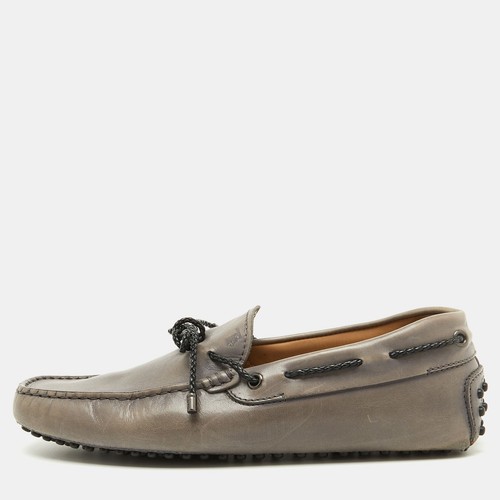 TOD’S Mocassini Tod's in pelle grigio chiaro con fiocco taglia 38 5