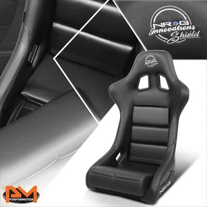 NRG FRP-310GY-SHIELD Waterproof Fixed Back Racing Bucket Seat w/ Bracket Black - Picture 1 of 7