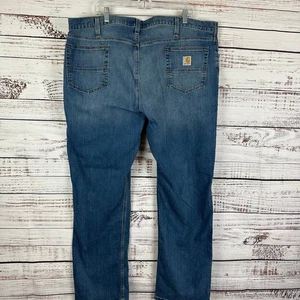 Mens Carhartt Rugged Flex Relaxed Fit Medium Wash Straight Leg Denim Jeans 44X32 - Picture 1 of 10