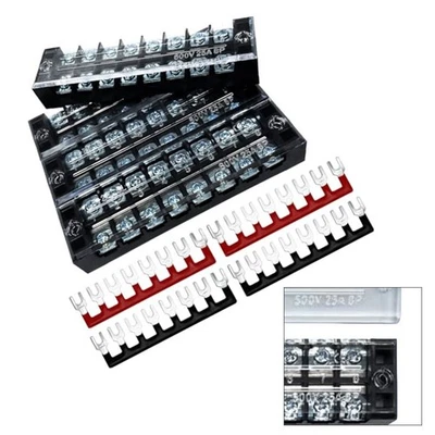 Busbar Distribution Board 4 Sets Terminal Blocks Double Row 600V 25A Kit - Image 1 of 4
