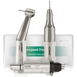 AZDENT Dental Low Speed Handpiece Kit Contra Angle Straight Air Motor 2/4 Holes - Picture 1 of 21