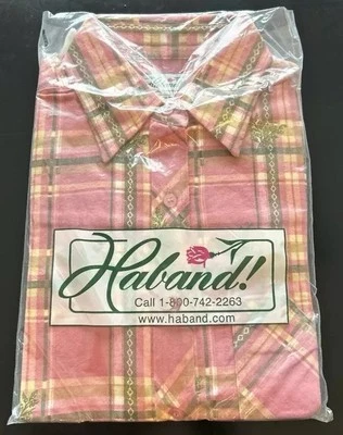 Camisa De Colección Haband Para Mujer Con Botones Pequeña A Cuadros Rosa Manga Larga Algodón Mezcla de Poliéster Foto 1 de 4