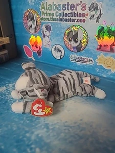 Ty Beanie Baby - PRANCE the Gray Tabby Cat (8 Inch) NEW MWMTs Stuffed Animal Toy - Picture 1 of 8