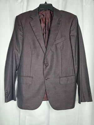 Blazer Ermenegildo Zegna Mila Lino Lana Seda Hombre’s 40R IT50R Borgoña Cuadros Foto 1 de 4