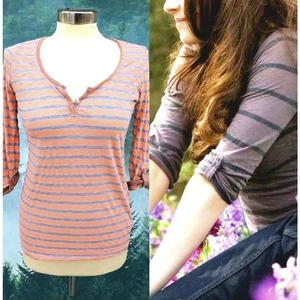 Espléndida Camisa Henley Rayas Escena Prado Cisne Bella Mediana Naranja Gris - Imagen 1 de 19
