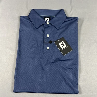 FootJoy Golf Shirt Polo Tonal Dot Print Large Navy Blue Polyester NWT MSRP $88 - Image 1 of 4