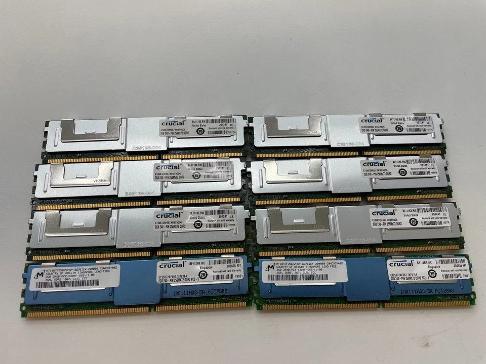 Crucial 16GB 8x2GB ct25672af667.m18fg0d6 240 Pin DDR2 Server Memory - Image 1 of 1