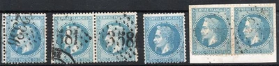 FRANCE 1867-1868 Napoléon III 20 c. bleu 29A 29B + paires - Photo 1/2