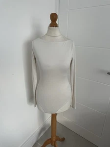 Womems H&M Cream Scoop Neck Long Sleeve Bodysuit Size XS UK 6-8 VGC - Picture 1 of 7