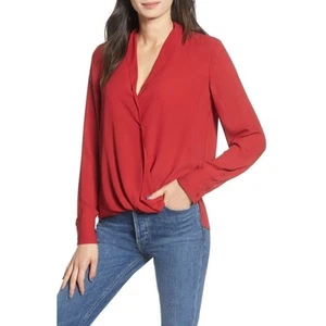 Chelsea28 Women's Cross Front Long Sleeve Blouse Red Chili Xsmall MSRP $69 - Picture 1 of 5