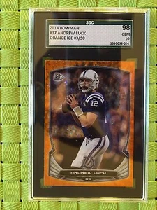 2014 BOWMAN ANDREW LUCK ORANGE ICE 3/50 SGC 10 CARD #37 - Picture 1 of 2