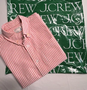JCrew Crewcuts Orange Striped Gingham Button Down Shirt, Size 6-7, EUC-B179 - Picture 1 of 8