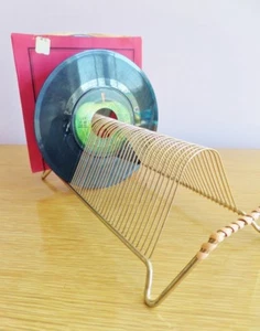 Vintage 1950s Metal Record Letter Holder Gold Color 40 Spaces Table Top Office - Picture 1 of 9