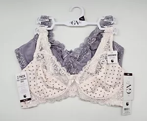 2 PACK GLORIA VANDERBILT Women's 40DD 42DD Full Cover Bra Underwire Beige Pink - Picture 1 of 5