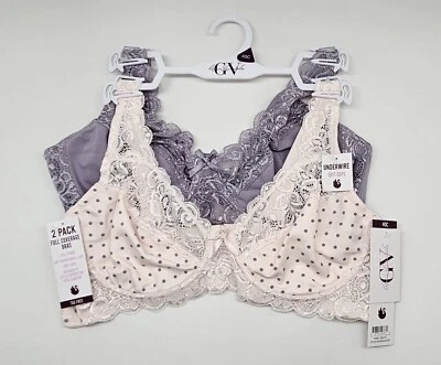 2 PACOTES GLORIA VANDERBILT Sutiã Feminino 40DD 42DD Capa Completa Underwire Bege Rosa - Imagem 1 de 4