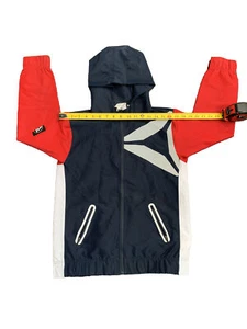 Reebok Kids Zip up Jacket Dark Blue & Red Reflective Hoodie Size Large 10/12 - Picture 1 of 10