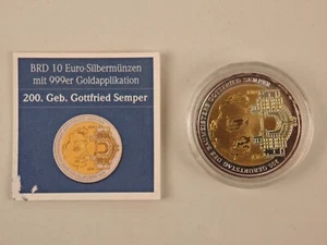 Deutschland 10 Euro 2003 Silber 200 Geb. Gott. Semper PP mit Gold 0,999. A05 - Bild 1 von 2