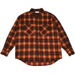 Camicia in flanella di lana pesante oversize arancione Celine nuova con etichette $1100 41 L AUTENTICA - Foto 1 di 9