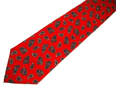 Hathaway Mens Necktie Tie Red Navy Blue Paisley 56" Short - Image 1 of 4