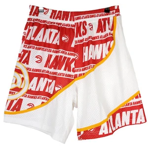 Atlanta Hawks Mitchell & Ness NBA L Large Jersey Shorts Red White Yellow New - Picture 1 of 5