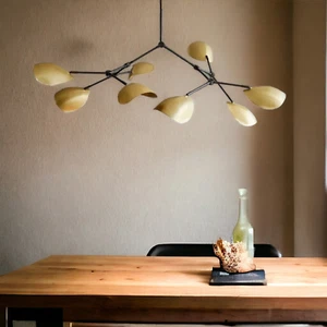 Lámpara de araña Sputnik estilo vintage de 8 brazos con pantalla de disco curvado rama - Imagen 1 de 13