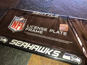 1 Seattle Seahawks Black Metal License Plate Frame - Nice Raised Graphics! - Picture 1 of 1