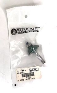 Woodcraft Tools Router 45° Chamfer Bit Carbide Tipped -New- 145419 w/ 1/4” Shank - Picture 1 of 1