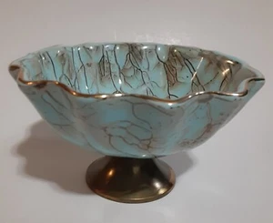 Delft Holland Standschale Aqua Goldrand Kompott Bonboniere - Bild 1 von 5
