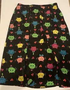 Bob Mackie Wearable Art Novelty Cat Print Maxi Skirt Black Size L Elastic - Picture 1 of 7