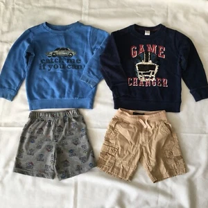 Boys Shirts & Shorts Clothing Size 4 Lot 4 Long Sleeve Toddler Gray Blue Beige - Picture 1 of 24