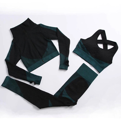 Woman's Workout 3Pcs Seamless Yoga Set Gym Fitness Clothing Yoga Suit Sportswear • 31.86€