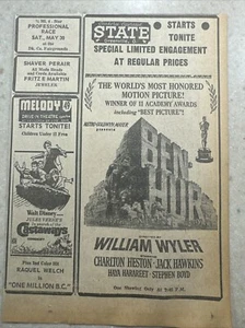 1970 Greenville, Ohio State Theater Pubblicità Film Ben-Hur Charlton Heston - Foto 1 di 5
