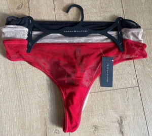 Tommy Hilfiger Womens 3-Pack Sheer Logo Mesh Thong Panties Size Large NWT $36 - Picture 1 of 8