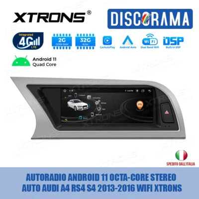 AUTORADIO ANDROID 11 OCTA-CORE STEREO AUTO AUDI A4 RS4 S4 2013-2016 WIFI XTRONS - Immagine 1 di 4