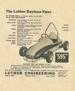 Vintage and Rare 1959 Luther Daytona Viper Quarter 1/4 Midget Ad - Bild 1 von 1