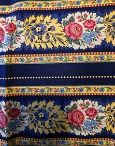 Vera Bradley Fabric Traditions Remnant Maison Blue 36" X 34" Cotton Navy Yellow - Picture 1 of 6