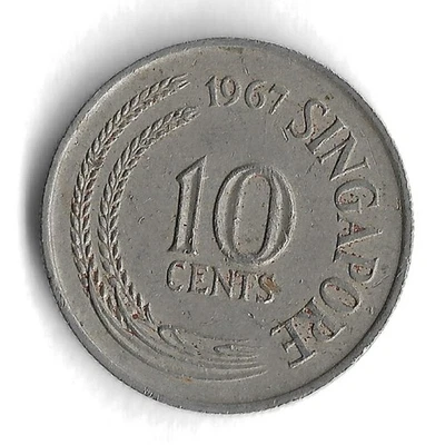 Moneda mundial de 10 centavos de Singapur 1967 - KM# 3 Foto 1 de 2